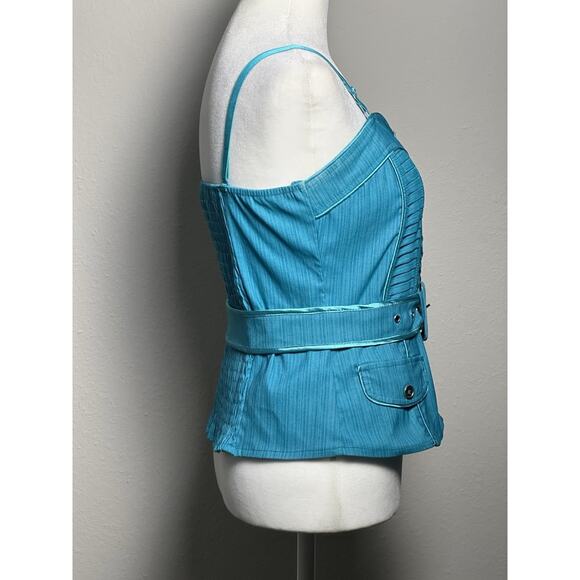 Women’s Lydia Corset Bustier Style Top with Belt Aqua Turquoise Size (L) - Picture 3 of 15